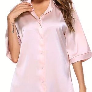 Women V-neck 100% silk sleep shirt